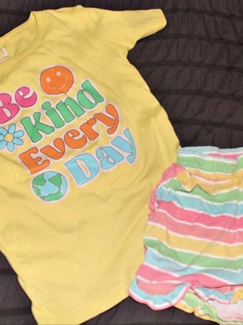 PJ Place Girls Graphic Pajama Shirt & Striped Shorts Size 6